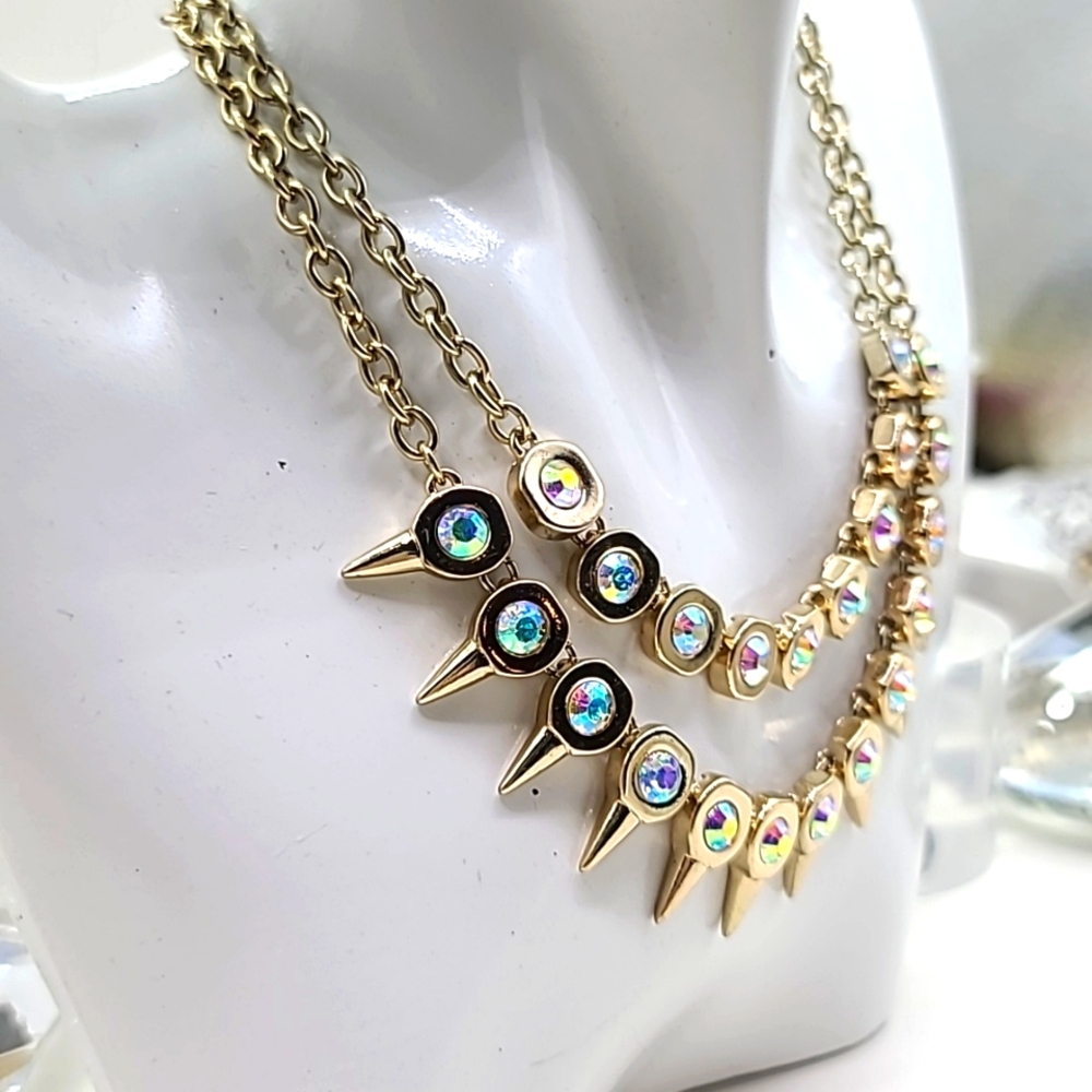 $152 Pam & Gela JUICY COUTURE Aurora Borealis Convertible Double Neck w Spikes! - Picture 3 of 11